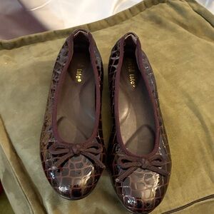 David Tate Black Crocodile Pattern Flats
